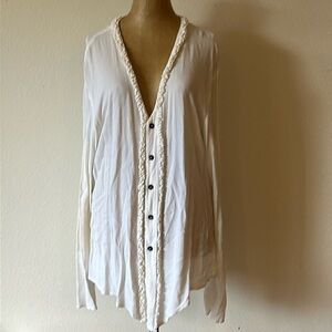 CP Shades tunic top button down sz M ivory silk great condition